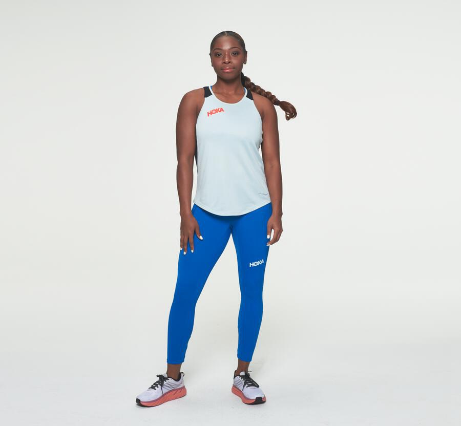 Tops Womens - Hoka One One Performance Tank - Blue/Black - PTLHCWD-83